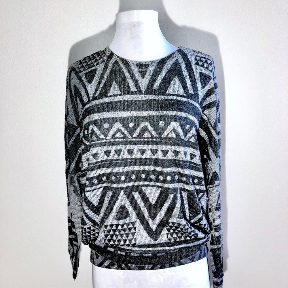 Blushed 3 Black & Gray Abstract Print Sweater